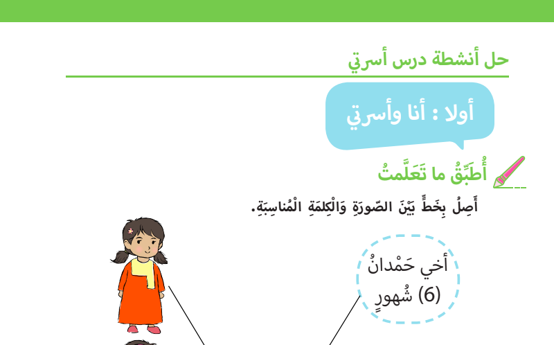 حل درس اسرتي للصف الاول المنهاج الاماراتي