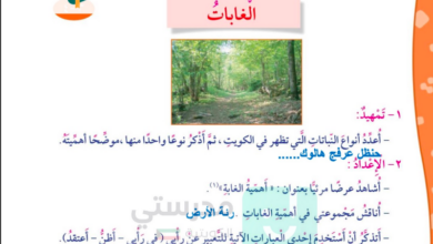 حل درس الغابات للصف الرابع المنهاج الكويتي