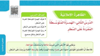 حل درس الهمزة المتوسطة المفردة على السطر للصف الخامس المنهاج السعودي