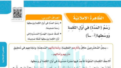 حل درس رسم المدة في أول الكلمة ووسطها للصف الخامس المنهاج السعودي