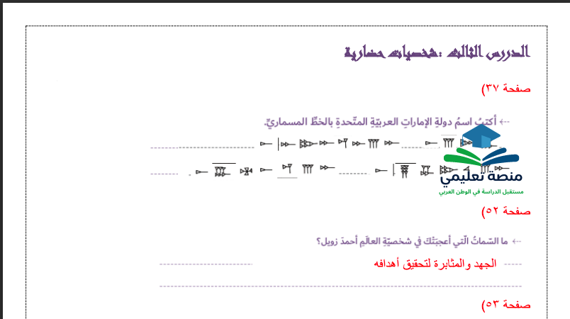 حل درس شخصيات حضارية للصف السادس المنهاج الاماراتي