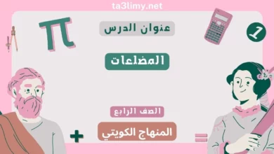 حل درس المضلعات للصف الرابع المنهاج الكويتي