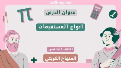 حل درس انواع المستقيمات للصف الخامس المنهاج الكويتي