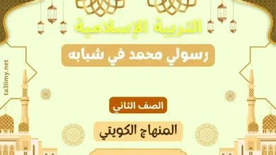 حل درس رسولي محمد في شبابه للصف الثاني المنهاج الكويتي