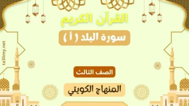 حل درس سورة البلد ( أ ) للصف الثالث المنهاج الكويتي