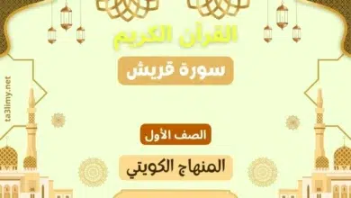 حل درس سورة قريش للصف الأول المنهاج الكويتي