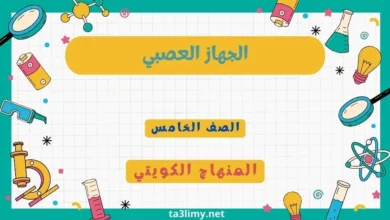 حل درس الجهاز العصبي للصف الخامس المنهاج الكويتي