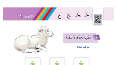 حل درس حرف ( خ ) للصف الاول ابتدائي المنهاج السعودي