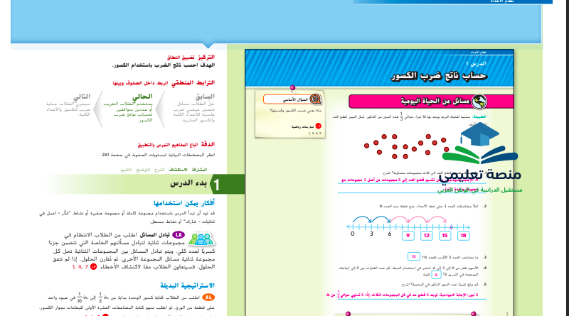 حل درس حساب ناتج ضرب الكسور للصف السادس المنهاج الاماراتي