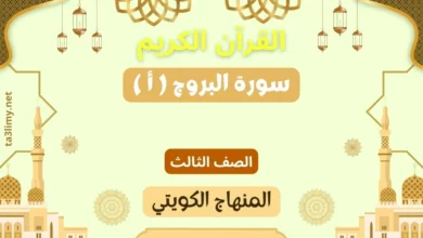 حل درس سورة البروج ( أ ) للصف الثالث المنهاج الكويتي