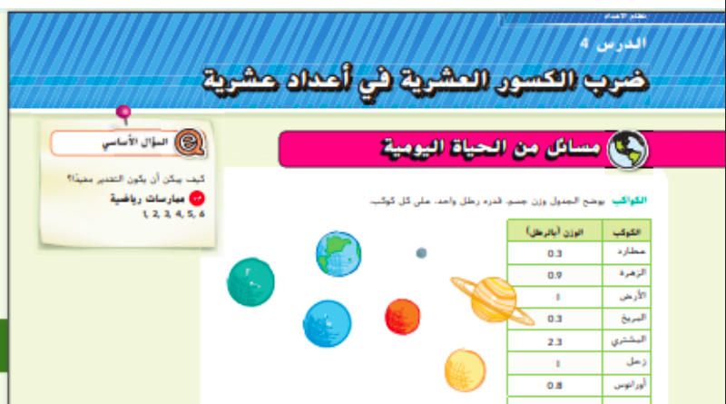 حل درس ضرب الأعداد العشرية في أعداد عشرية للصف السادس المنهاج الاماراتي