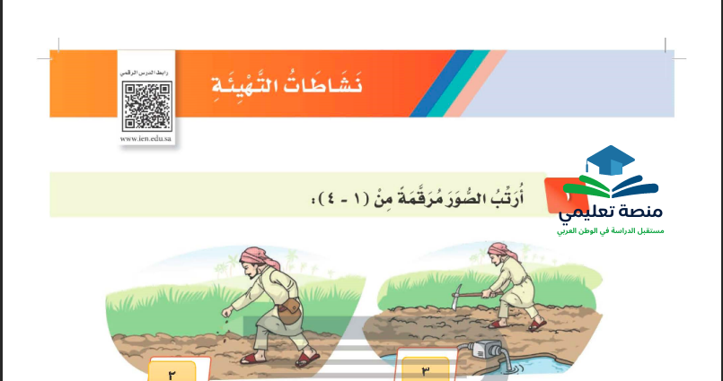 نشاطات التهيئة الوحدة الرابعة للصف الثاني ابتدائي المنهاج السعودي