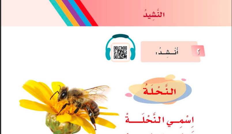نشيد النحلة للصف الاول ابتدائي المنهاج السعودي