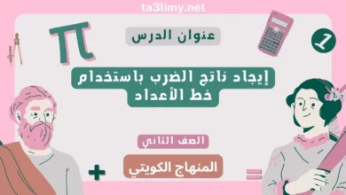 حل درس إيجاد ناتج الضرب باستخدام خط الأعداد للصف الثاني المنهاج الكويتي