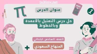 حل درس التمثيل بالأعمدة وبالخطوط سادس ابتدائي سعودي