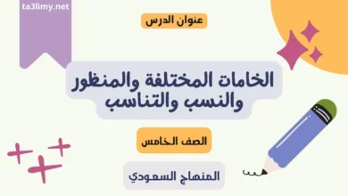 حل درس الخامات المختلفة والمنظور والنسب والتناسب للصف الخامس المنهاج السعودي