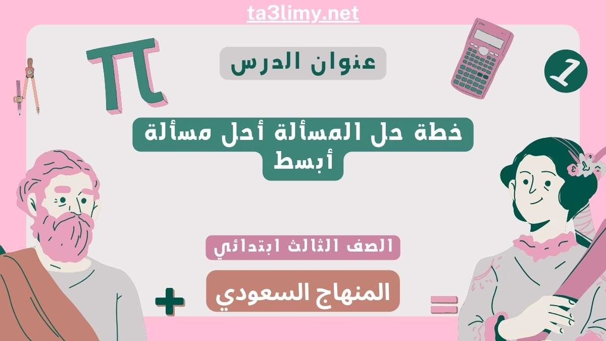 خطة حل المسألة أحل مسألة أبسط ثالث ابتدائي سعودي