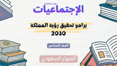 حل درس برامج تحقيق رؤية المملكة 2030 للصف السادس المنهاج السعودي