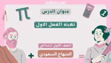 تهيئة الفصل الاول رياضيات أول ابتدائي المنهاج السعودي