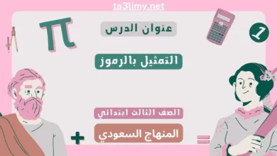 حل درس التمثيل بالرموز ثالث ابتدائي سعودي